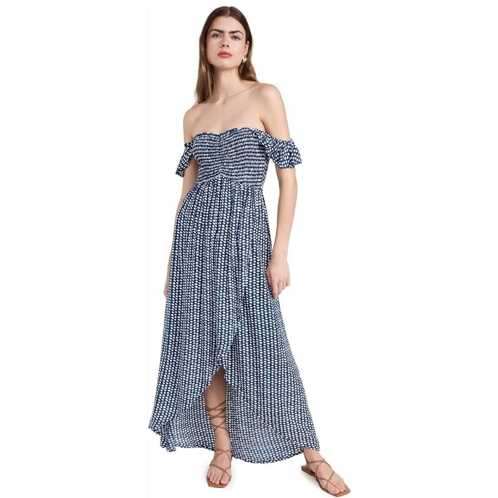 Tiare Hawaii Paradise Navy White Maxi Dress One Size XS S M